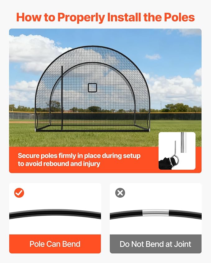 VEVOR Baseball Batting Cage,Professional Softball Baseball Batting Hitting Training Net,Heavy Duty Enclosed PE Practice Portable Pitching Cage Net&Carry Bag,for Backyard,Field,Indoor&Outdoor
