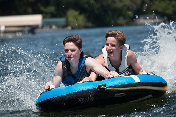 Rave Sports Storm Boat Towable Tube - Inflatable Boating Tube for 1-2 Riders - Heavy-Duty Inflatable Tube for Boats to Pull - Water Sports Towable with Quick Connect Tow Point System