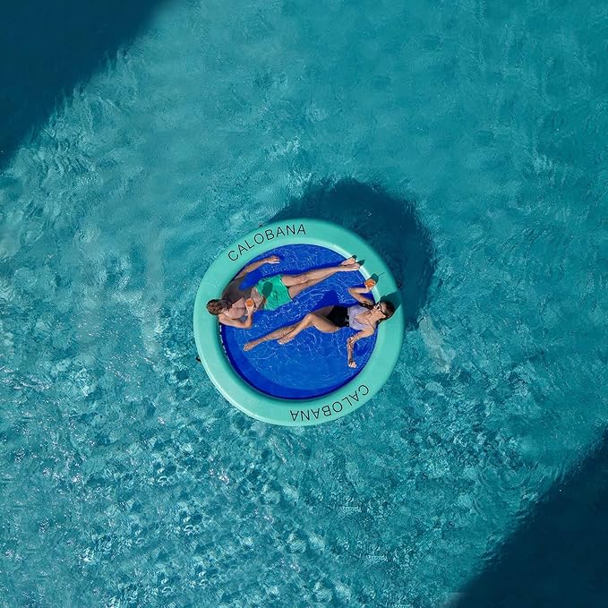 CALOBANA Round Floating Ring Inflatable Water Hammock Heavy Duty River Floats Lake Raft for Adults Tanning Pool Lounger Float Island Platform Pad Mat for Party