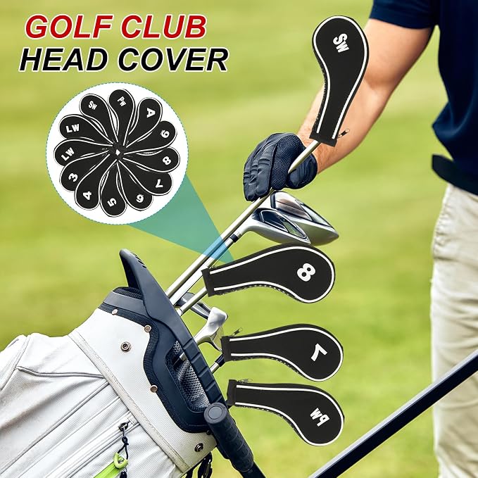 PATIKIL Golf Club Head Cover, Number Golf Club Irons Covers Neoprene Driver Headcover Golf Lovers Gifts