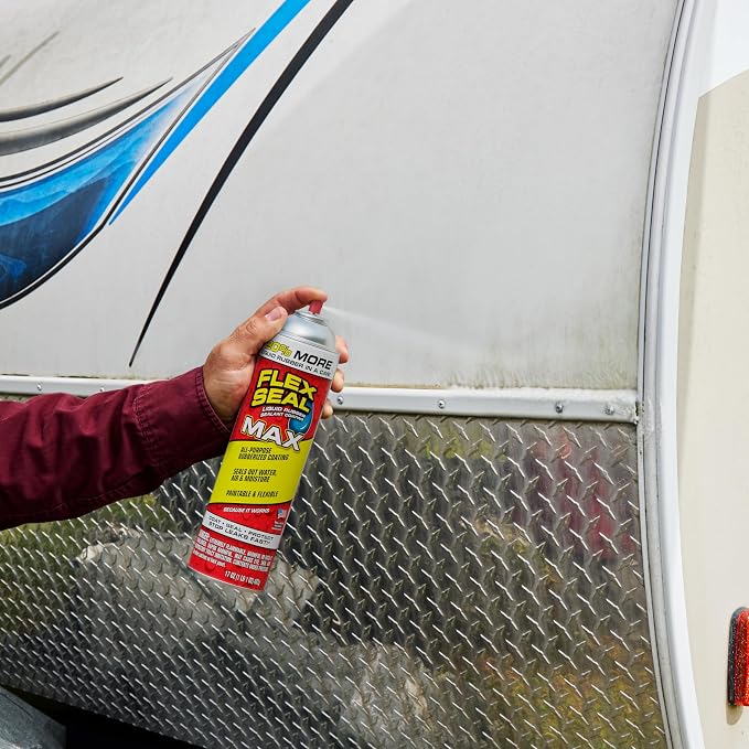Flex Seal MAX, 17 oz, 1-Pack, White, Stop Leaks Instantly, Waterproof Rubber Spray On Sealant Coating, Perfect for Gutters, Wood, RV, Campers, Roof Repair, Skylights, Windows, and More