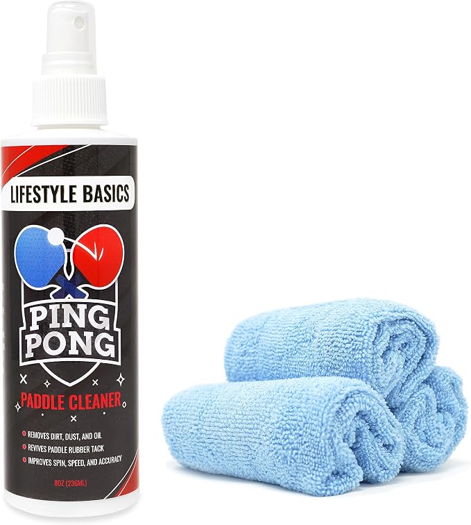 Lifestyle Basics Ping Pong Paddle Cleaner - Rubber & Wood Cleaner for Table Tennis Rackets - 3 Pack Microfiber Cleaning Cloths - Non-Abrasive, Reusable, Washable