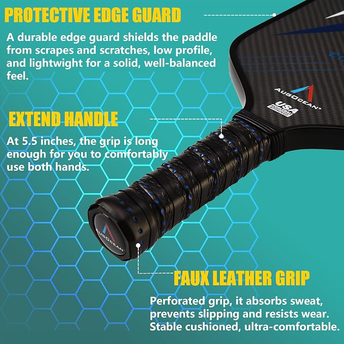 Pickleball Paddle,Pickleball Paddles-3K Raw Carbon Fiber Pickle Ball Paddle Surface with Great Grit & Spin,T700 Pickleball Racket with Excellent Power,Control and Balance,USAPA Approved