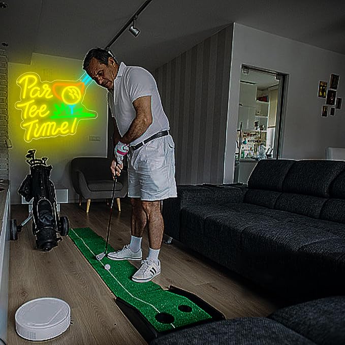 Par Tee Time Neon Sign for Wall Decor Golf Led Neon Light for Man Cave | Dimmable Neon,Golfer Birthday Gifts,Led 5V USB Powered,Party,Office,Bedroom,Sport Bar Decor,Course Gym Wall Art,13.7*12.4in