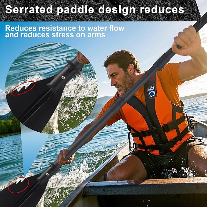 Kayak Paddles for Adults, Kayak Paddles Oars Telescoping Heavy Duty 360° Rotatable Blade with Paddle Leash & Non-Slip Grip Floating Paddle for Kayaking Inflatable Kayaks SUP Canoeing
