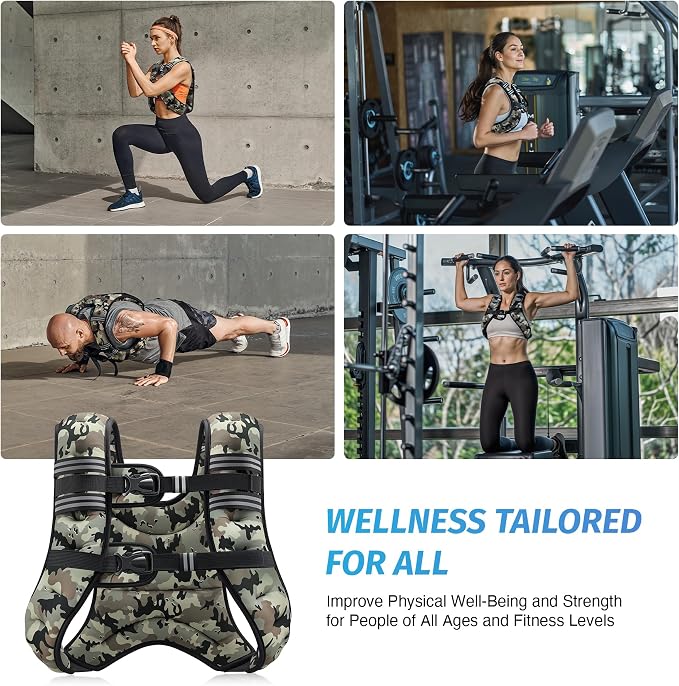 ZELUS Weighted Vest, 6lb/8lb/12lb/16lb/20lb/25lb/30lb Weight Vest with Reflective Stripe for Workout, Strength Training, Running, Fitness, Muscle Building, Weight Loss, Weightlifting