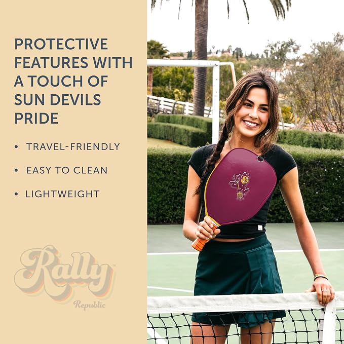 Officially Licensed Collegiate Pickleball Paddle Cover - Lightweight PU Leather Material - Durable Foam Interior Protection with Zippered Closure - Fits Most Paddles on the Market