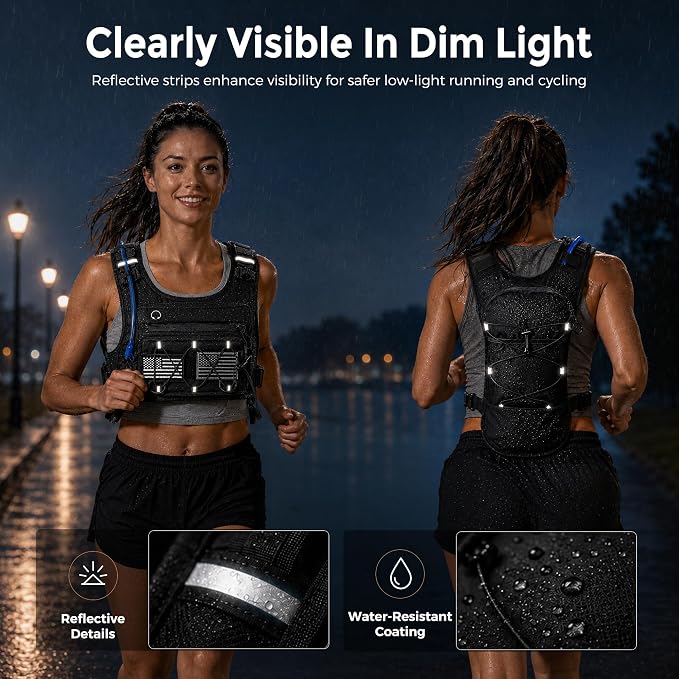 Running Vest for Men & Women – Water Backpack with Upgraded 2L Leak-Proof Bladder, No-Bounce Fit & 3-Pocket Organized Storage, Reflective Hydration Backpack for Running, Hiking & Cycling