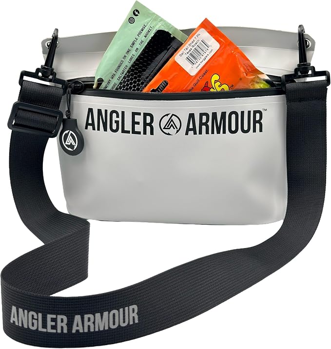 Angler Armour Waterproof Fishing Dry Bag, Fully Submersible Fishing Dry Bags, Heavy Duty Waterproof Gear Storage for Wade Fishing, Kayak, Boat, Jet Ski, Beach & Watersports (Grey, Small 2L)