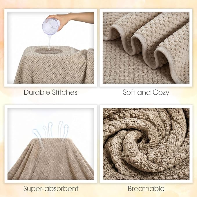 Peryiter Oversized Bath Towels Set of 6 for Adults 40x80 Inches Extra Large Bath Towel Sets Bathroom Sheets Jumbo Shower Towels Quick Dry Absorbent Soft Microfiber for Adults (Khaki)