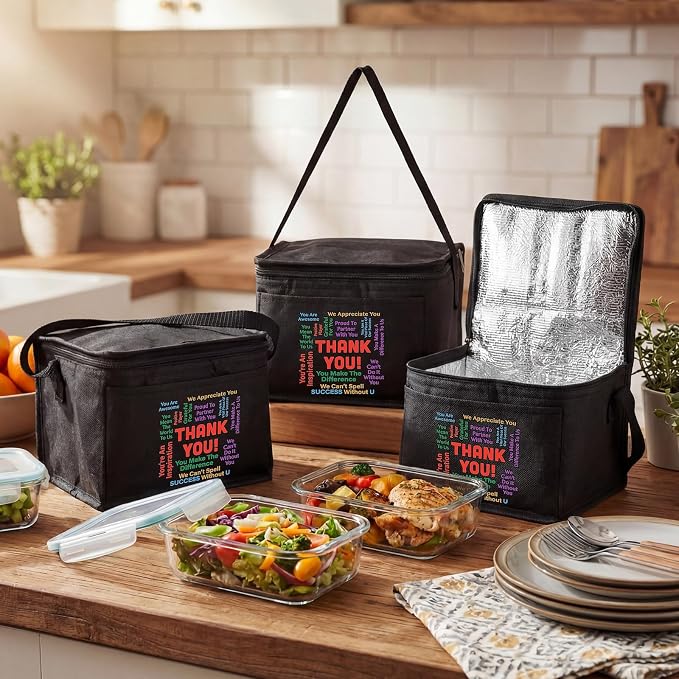 Nuogo 15 Pack Employee Appreciation Gift Bulk, Thank You Insulated Lunch Bags, Reusable Leakproof Cooler Boxes, Waterproof Thermal Beverage Bag for Team Employee Coworkers Social Work Gift