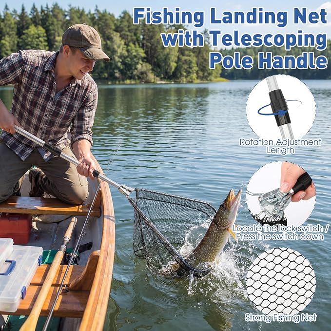 RoundFunny 256 Pcs Fishing Backpack with Tackle Box Gears, Tackle Sling Bag Backpack, Fishing Hook, Lures, Retractable Landing Net, Plier, Lip Gripper, Hook Remover, Fish Gift Men