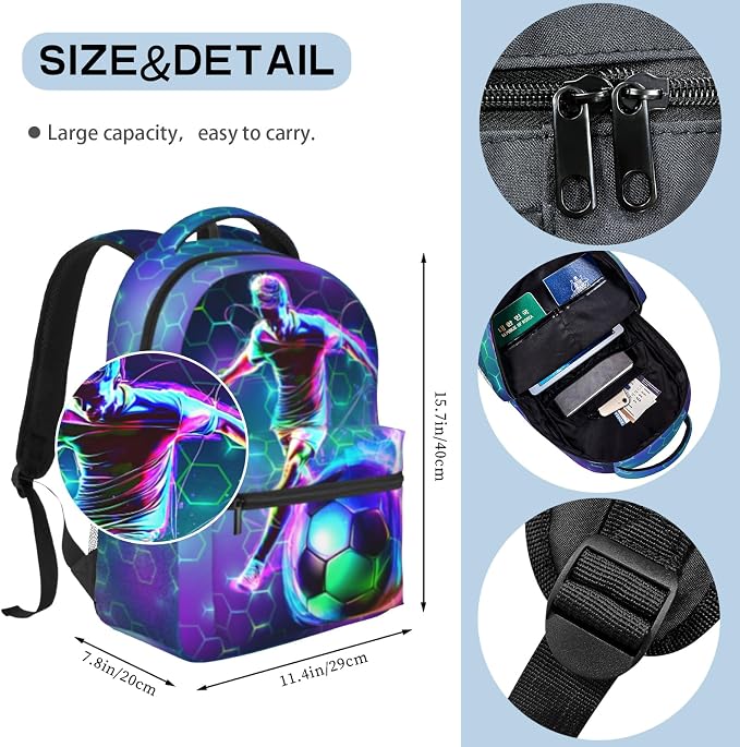 Kids Soccer Backpack For Boys Sports Soccer School Backpack For Boys Children Elementary Middle School Backpacks Football Bookbag Travel Back Pack For Age 6-18