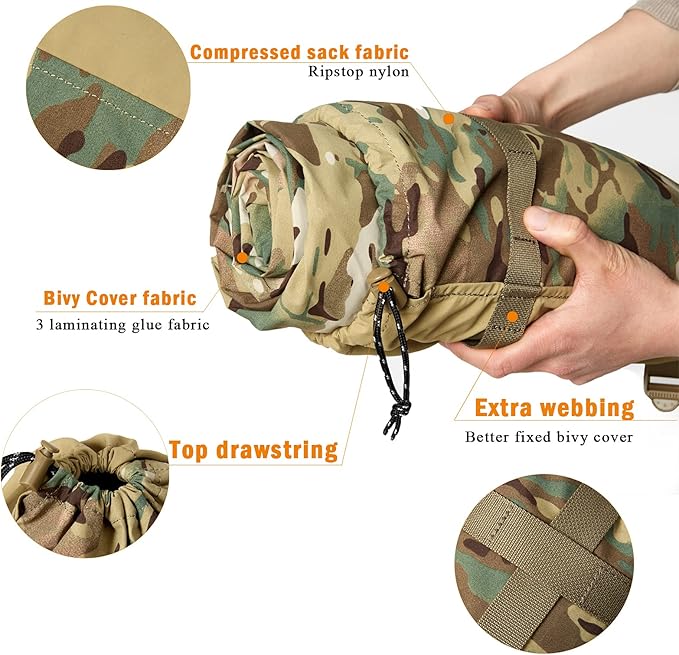 Akmax.cn Bivy Cover Sack for Military Army Modular Sleeping System, Waterproof Outer Shell for Sleeping Bag, Minimalist Stealth Shelter