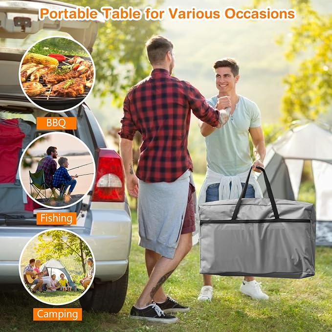 Tangkula Folding Camping Kitchen Table, Aluminum Portable Camping Grill Table with Windscreen, Cook Station, Outdoor Quick Set-up Camp Cook Table with Storage Organizer Shelves, Carry Bag