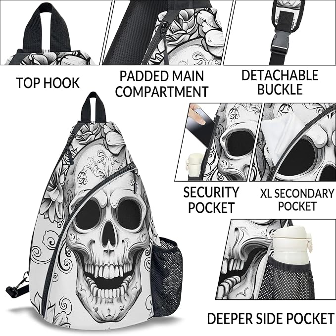 Pickleball Bag for Women Men Adjustable Crossbody Sling Backpack Hold Paddle Accessories