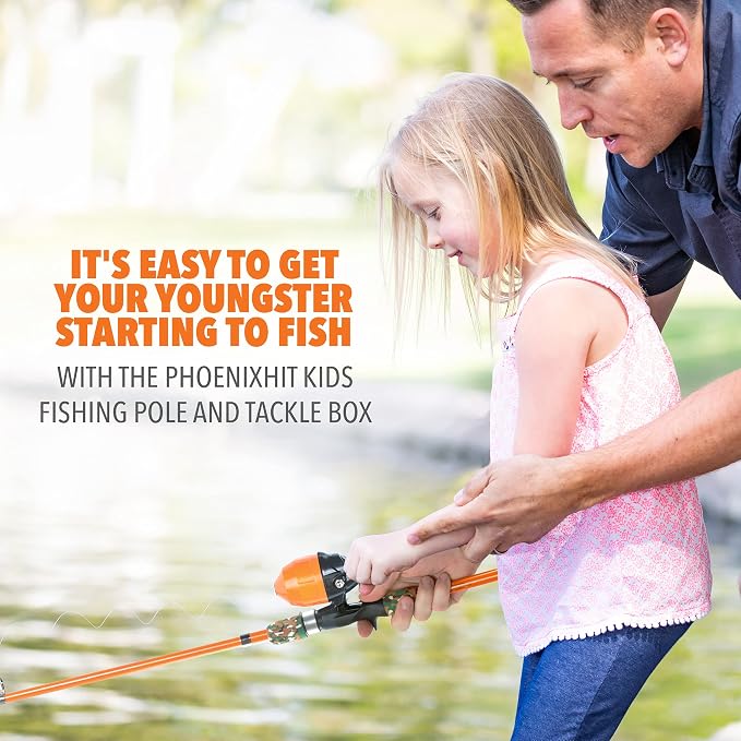 Kids Fishing Pole and Tackle Box Kit - Telescopic Kids Fishing Poles for Boys Perfect to Inspire a Lifetime Passion - Durable Youth Fishing Pole with Accessories Included and Non-Slip EVA Foam Handle