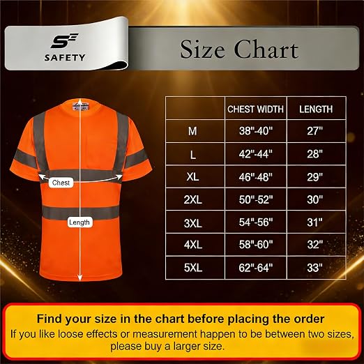 High Visibility Shirts for Men Class 3 Hi Vis Reflective Construction Shirts for Men with Pocket Safety T Shirt for Mens Work Shirt for Mens Short Sleeve Orange