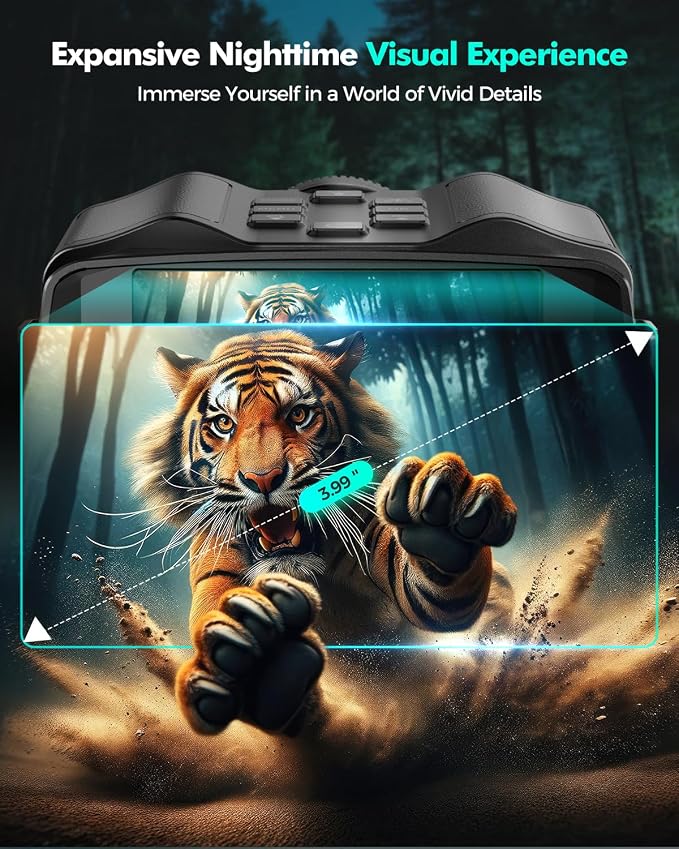 4K Night Vision Goggles for Adults, 3.99" HD Screen, 10000mAh Rechargeable Night Vision Binoculars with 64GB TF Card for Hunting Camping Surveillance