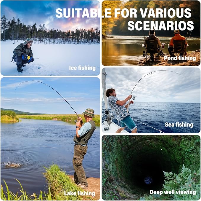 5inch Portable Fish Finder Camera Underwater Fishing Camera, 220° Wide Angle Infrared Night Vision, Host IP65 Waterproof Ice Fishing Camera for Ice, Lake and Boat (A)