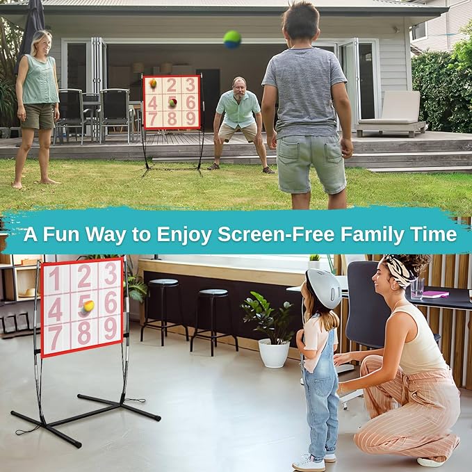 BaseGoal Dart Board, Velcro Target Toss Set with Sticky Balls and Support Frame, Indoor/Sport Outdoor Party Recreation Game, Easy Set Up with Carry Bag