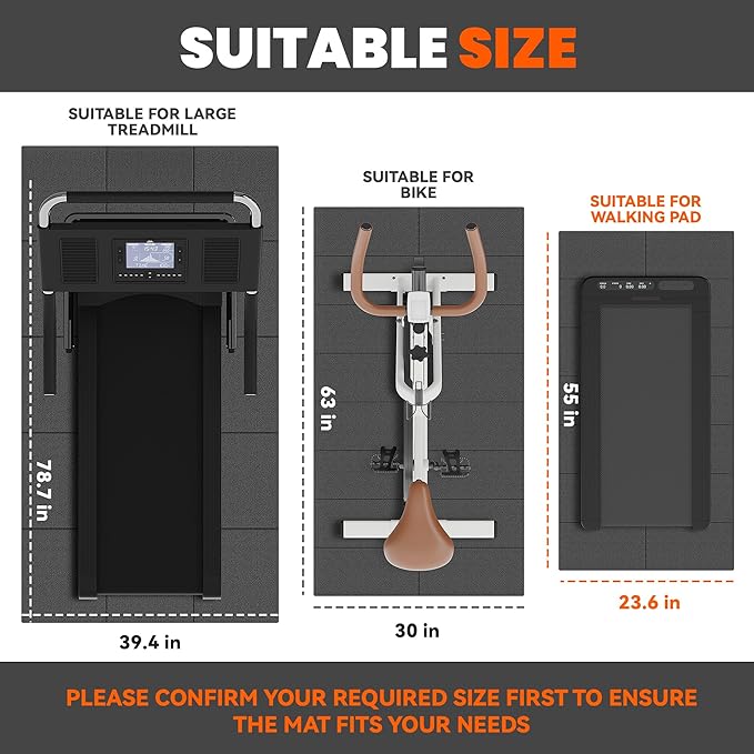 Stepwaver Walking Pad Mat for Carpet, Treamill Mat for Hardwood Floors, High Density, 1/4 Thickness, Folable, Floor Protection for Bike, Elliptical, Treadmill