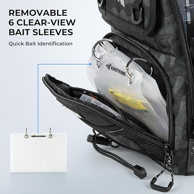 KastKing BaitSpace Fishing Sling Bag, Fishing Backpack with Rod & Beverage Holder, Tackle Bag for Fishing Gear