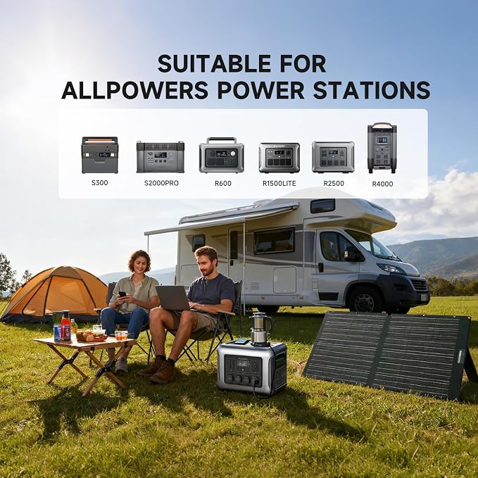 ALLPOWERS SOLAX SE100 100W Portable Solar Panel for Power Station Generator, High-Efficiency Solar Charger for Solar Generator,20V Foldable Solar Panel with Adjustable Kickstand for Outdoor Camping RV