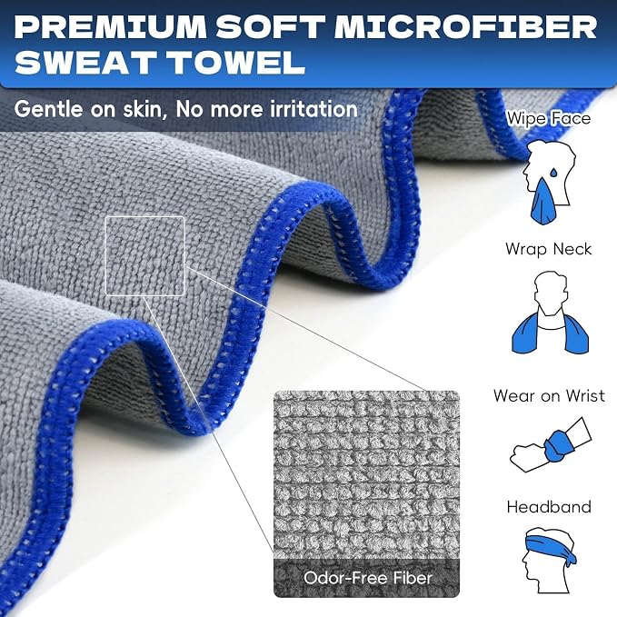 Microfiber Gym Towels for Showering Working Out Quick Dry Negative ions Large Middle Small Sizes Lightweight Gym Towel for Men Women Tennis Sports Towels for Body Hot Yoga Fitness Essentials