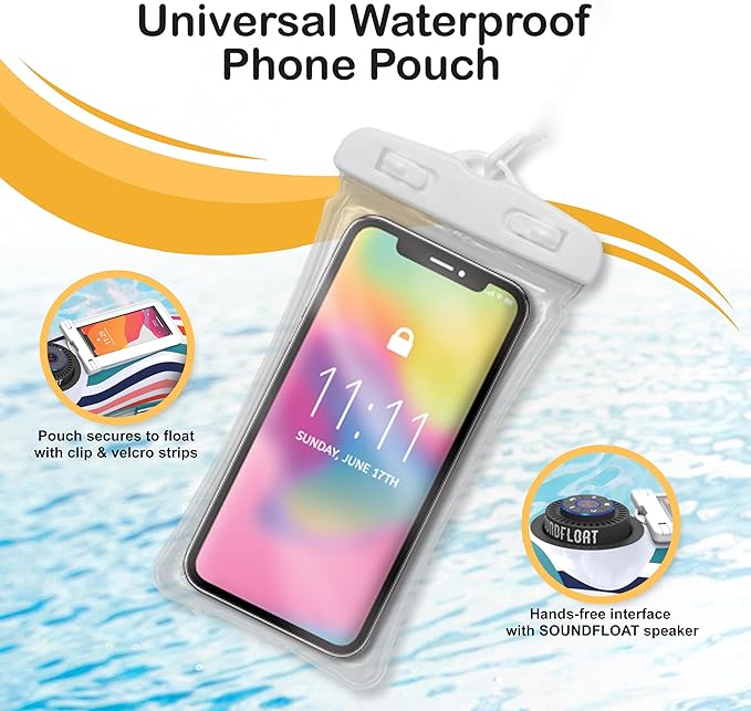 Inspired Living Inflatable Cooler with Lid, Bluetooth 5 IPX7 Waterproof Speaker, 6 Cup Holders, 24 Can Capacity, Floating Pool Bar, Durable Handles, Beach Party, Pool Accessories for Adults,