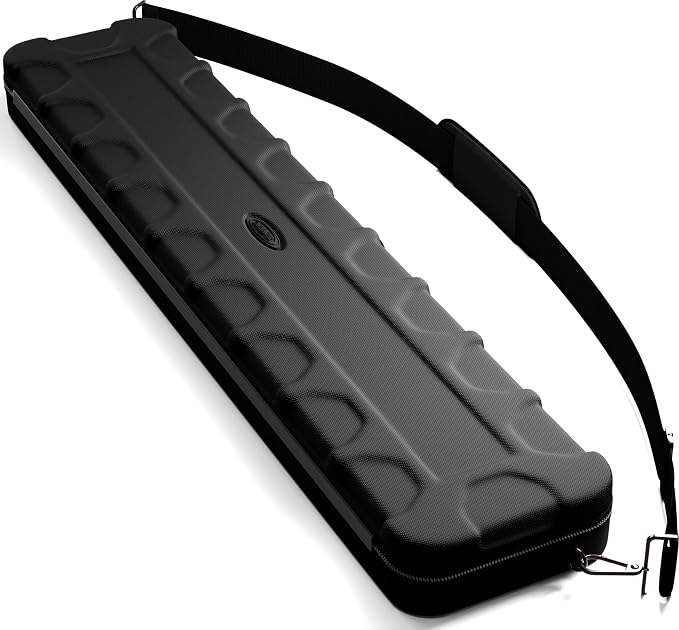 Casemaster Parallax Guard 2x2 Billiard Cue Case, Holds 2 Butts and 2 Shafts, Foam-Padded Pool Stick Case, Water-Resistant 600D Oxford, Zippered Pockets, Rubberized Handle