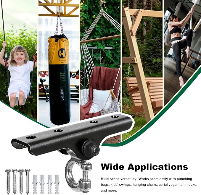 Heavy Duty Swing Hanger,180° Silent Oscillation, 800 lbs Capacity, for Playground, Swing Set, Hammock, Yoga, Punching Bag