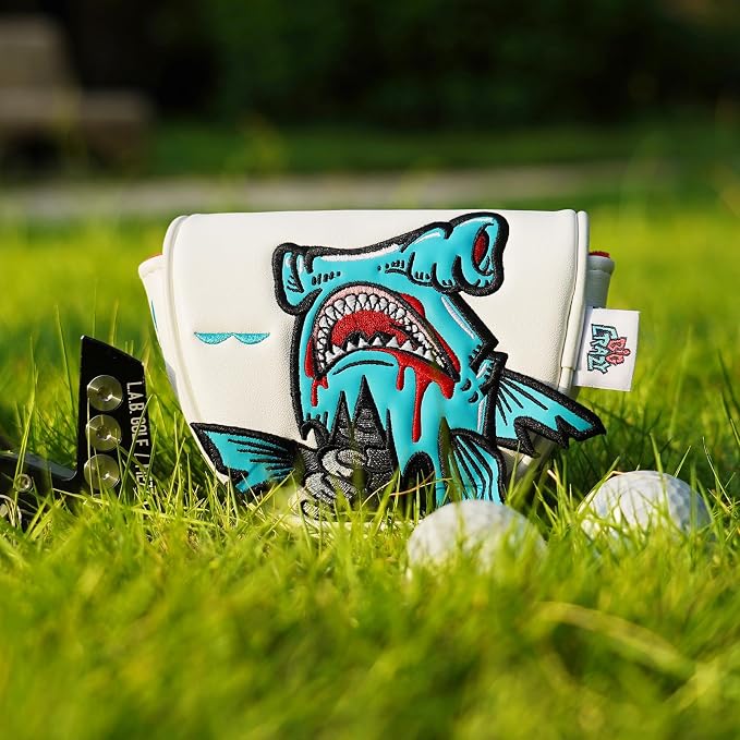 Big Crazy Golf Head Covers, Golf Club Covers Funny, Driver Headcovers, Golf Club Covers, Fairway Woods Head Covers, Hybrids Headcover, Putter Cover with Soft Lining for Golf Gift Hammerhead Sharks