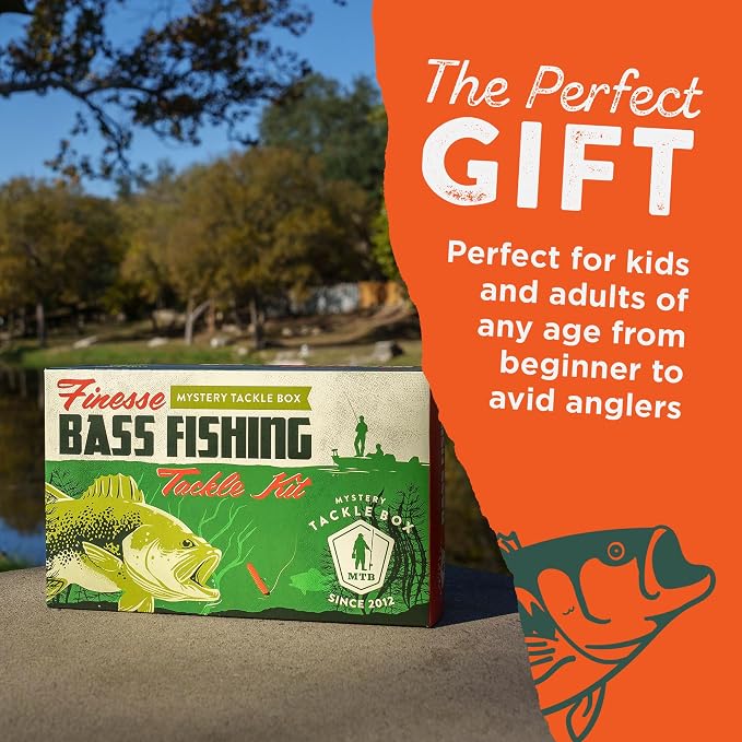 Catch Co Mystery Tackle Box Finesse Bass Fishing Kit (6-8 Baits & Decal) | 6-8 Baits for Largemouth and Smallmouth Bass - Includes Decal, Fishing Gifts, Fishing Gifts for Men