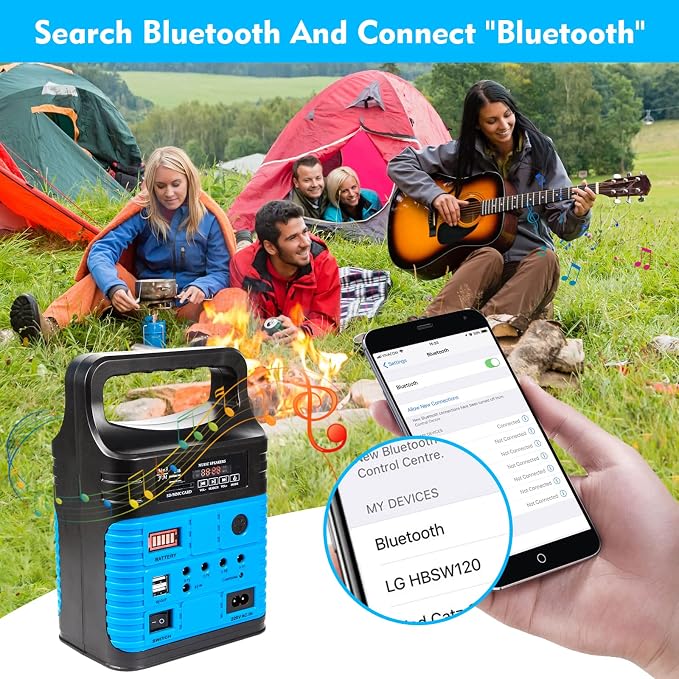 Portable Power Station,Solar Generator with Panels included,LiFePO4 Battery Pack Small Solar Powered Generator with DC/USB Outlets,LED Flashlight for Home Use,Outdoor Camping Quiet(Blue)
