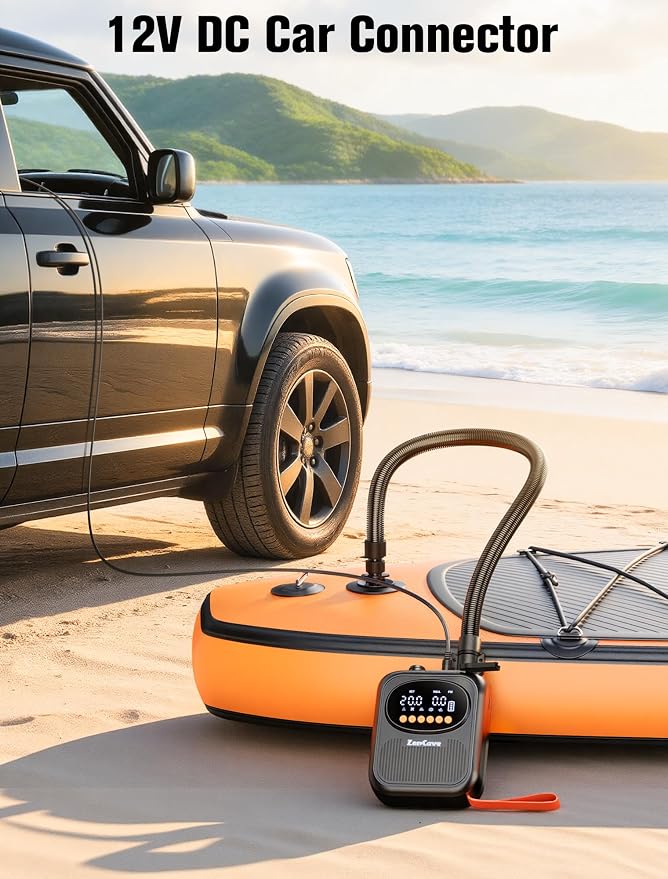 Paddle Board Pump Electric Portable: Rechargeable 20PSI High Pressure SUP Pump, Dual Stage Inflation & Deflation, Auto Shut-Off, 13500mAh Inflates 4 SUPs, 12V DC Car Connector, for Kayaks, Tents, Boat