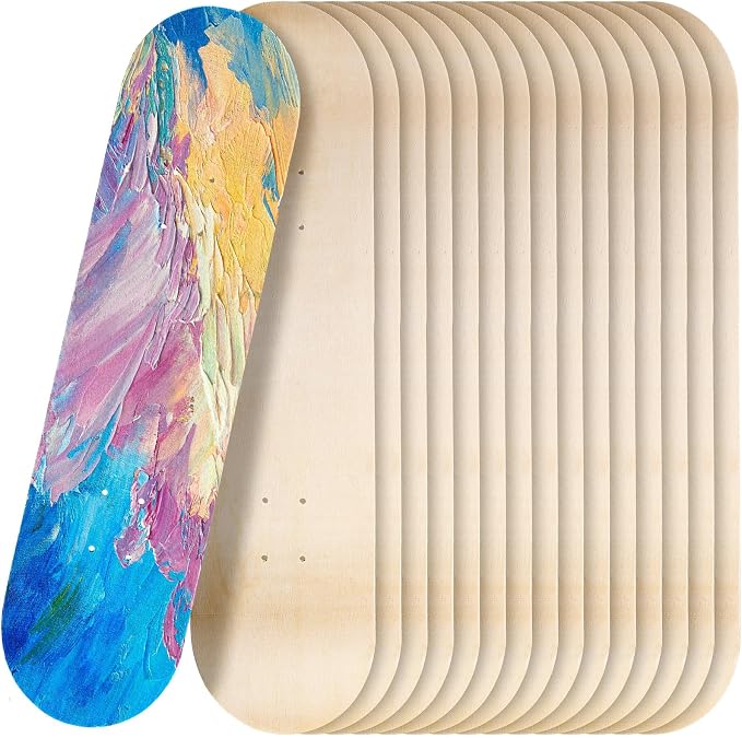 Honoson 16 Pcs Blank Skateboard Decks Bulk 32 x 8 Inch 7 Ply Maple Wooden Plain Skate Decks Natural Wood Double Tail Skateboard for Art Painting Wall Home Decoration