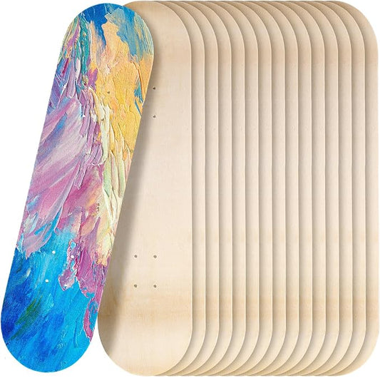 Honoson 16 Pcs Blank Skateboard Decks Bulk 32 x 8 Inch 7 Ply Maple Wooden Plain Skate Decks Natural Wood Double Tail Skateboard for Art Painting Wall Home Decoration