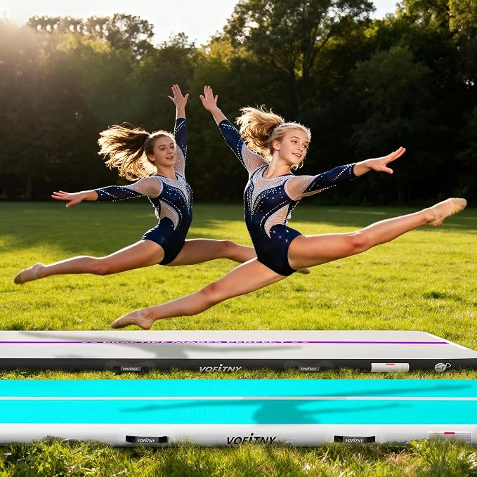VOFiTNY All Purpose Gymnastics Mat 6.6/10/13/16/20 ft Sturdy Inflatable Tumble Track for Home/Gym