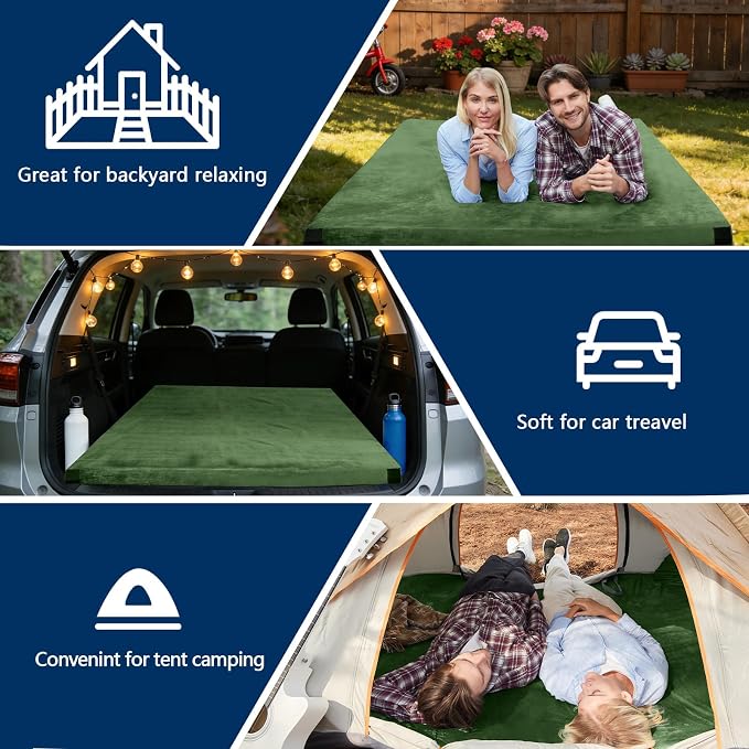 CYMULA Memory Foam Camping Mattress Pad, CertiPUR-US Sleeping Mat, Portable Roll Up Mattress for Adults, Camping Bed Pads for Sleepover, Car Bed with Travel Bag