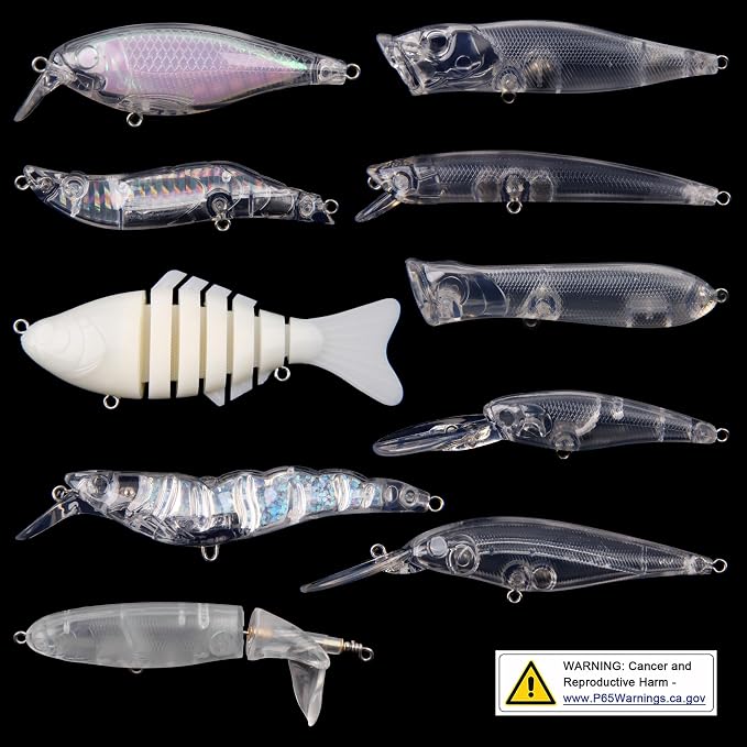 Unpainted Fishing Lures Making Kit,375pcs DIY Blank Crankbaits Minnow Hard Bait Set Include Lure Tapes Eyes Treble Hooks Split Rings Speed Clips Make Your Own Fishing Lures