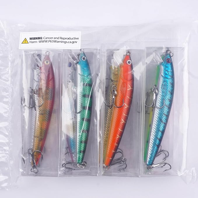 Fishing Lures Kit Crankbait Minnow Hard Bait Set Deep Diving Jerkbait Swimbait Popper Pencil Walleye Lures Artificial Fishing Bait for Bass Trout Redfish Saltwater Freshwater Fishing Lure