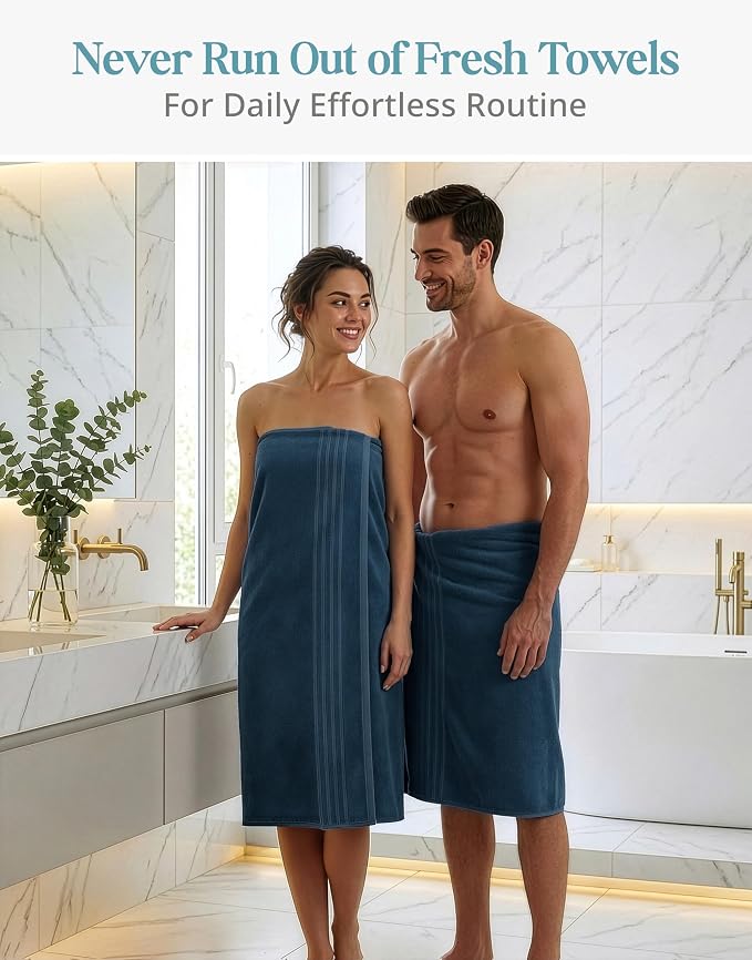 Casa Platino 100% Cotton 4 Pack Bath Towels (30"x60") - Ring Spun Mercerized Cotton Bathroom Towels Set - Quick Dry, Soft & Absorbent Large Bath Towels - Machine Wash in Cold Water - Steel Blue