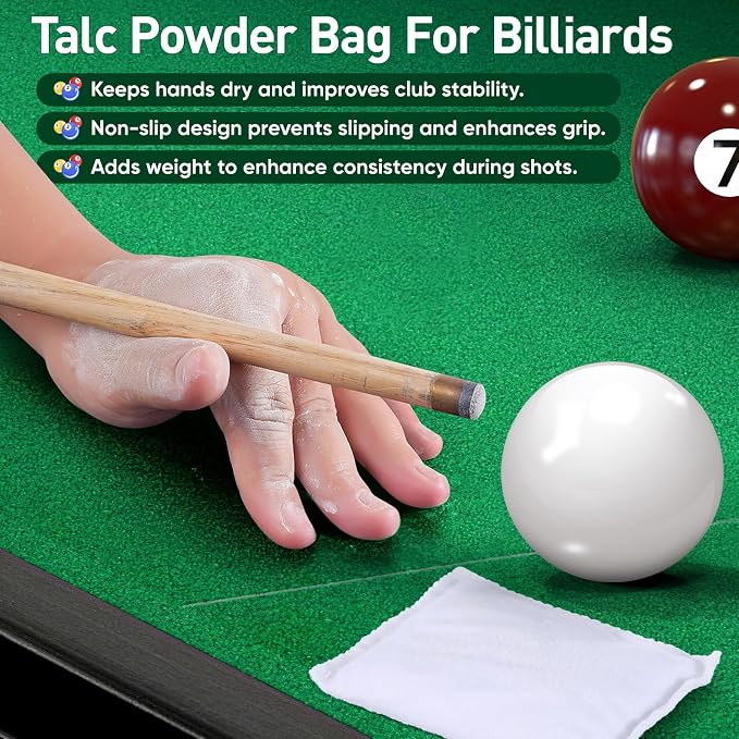 Toddmomy Talc Powder Bag for Billiards, Talcum Powder Bag for Billiard Pool Dry Hands and Improved Cue Control
