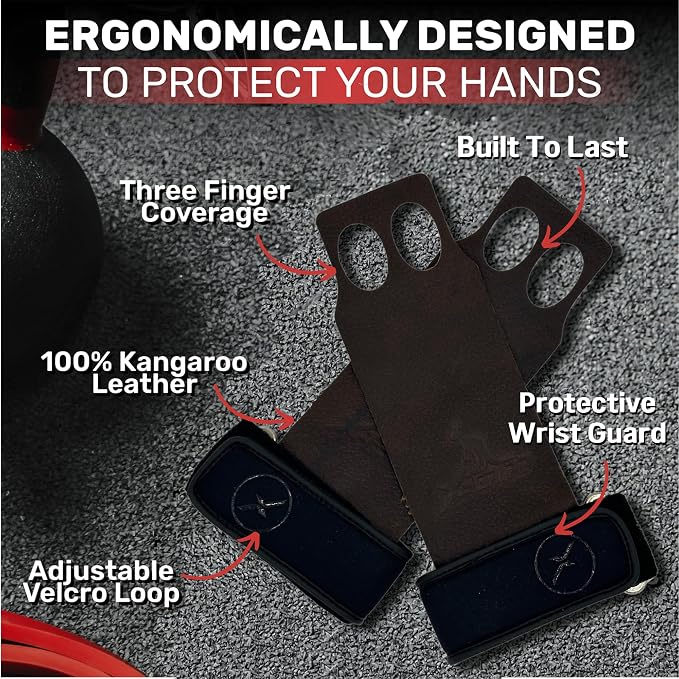 X-GRIPP: Kangaroo Leather Hand Grips for Weight Lifting, and Cross Training - Gymnastics, Grips for Men and Women for Muscle and Pull ups - Tactical Grips