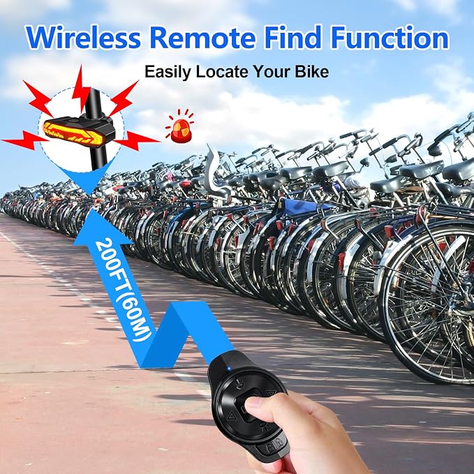 NineLeaf Bike Turn Signals, Turn Signal Kit for Ebike, Bike Turn Signals Front and Rear Auto On/Off Electric Bell Automatic Brake Light Remote Control Rear Light USB Rechargeable IP65 Waterproof