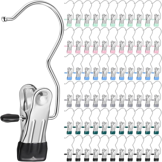 Yinder Boot Hangers Clips Laundry Hooks Hanging Stainless Steel Clothes Pins Portable Clip Hangers for Closet Travel Socks Pants Handbags Hats Towels (Multicolor,300 Pcs)