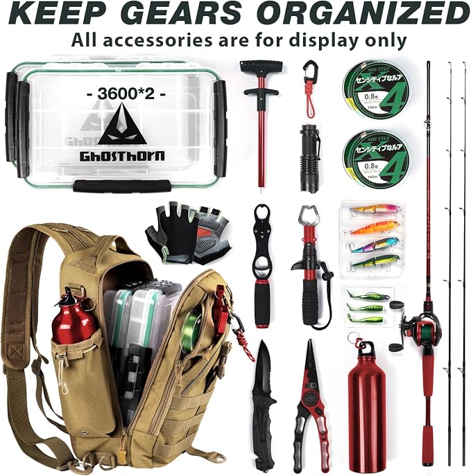 Ghosthorn Fishing Backpack Waterproof Tackle Bag Sling Bag Gift