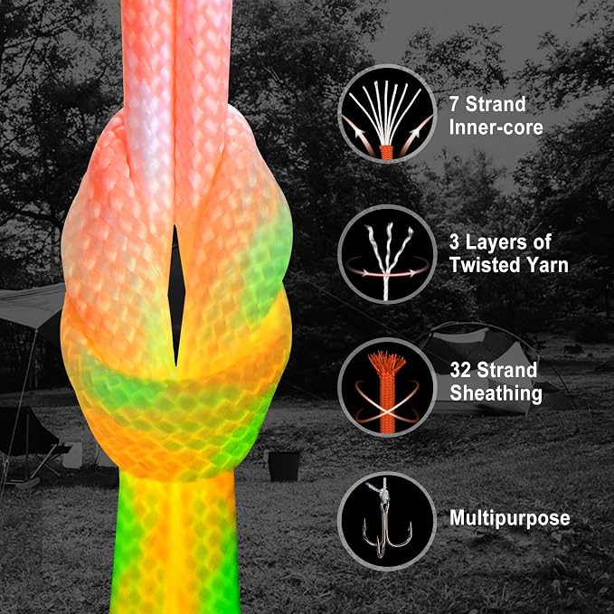 WEREWOLVES 550 Paracord Kits 100ft Each Color - 5 Colors Parachute Cord Combo 7 Strand Type III Parachute Cord 4mm for Crafting, Dog Collar, Survival Bracelets