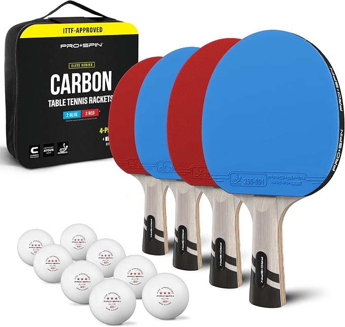 PRO-SPIN Ping Pong Paddles – ITTF Approved Professional Table Tennis Rackets with Carbon Fiber for Superior Control | 7-Ply Blade, Premium Rubber, 2.0mm Sponge